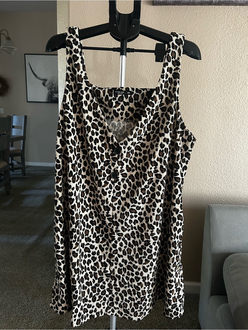 Women’s Leopard Print Button-Front dress - Beige/Black